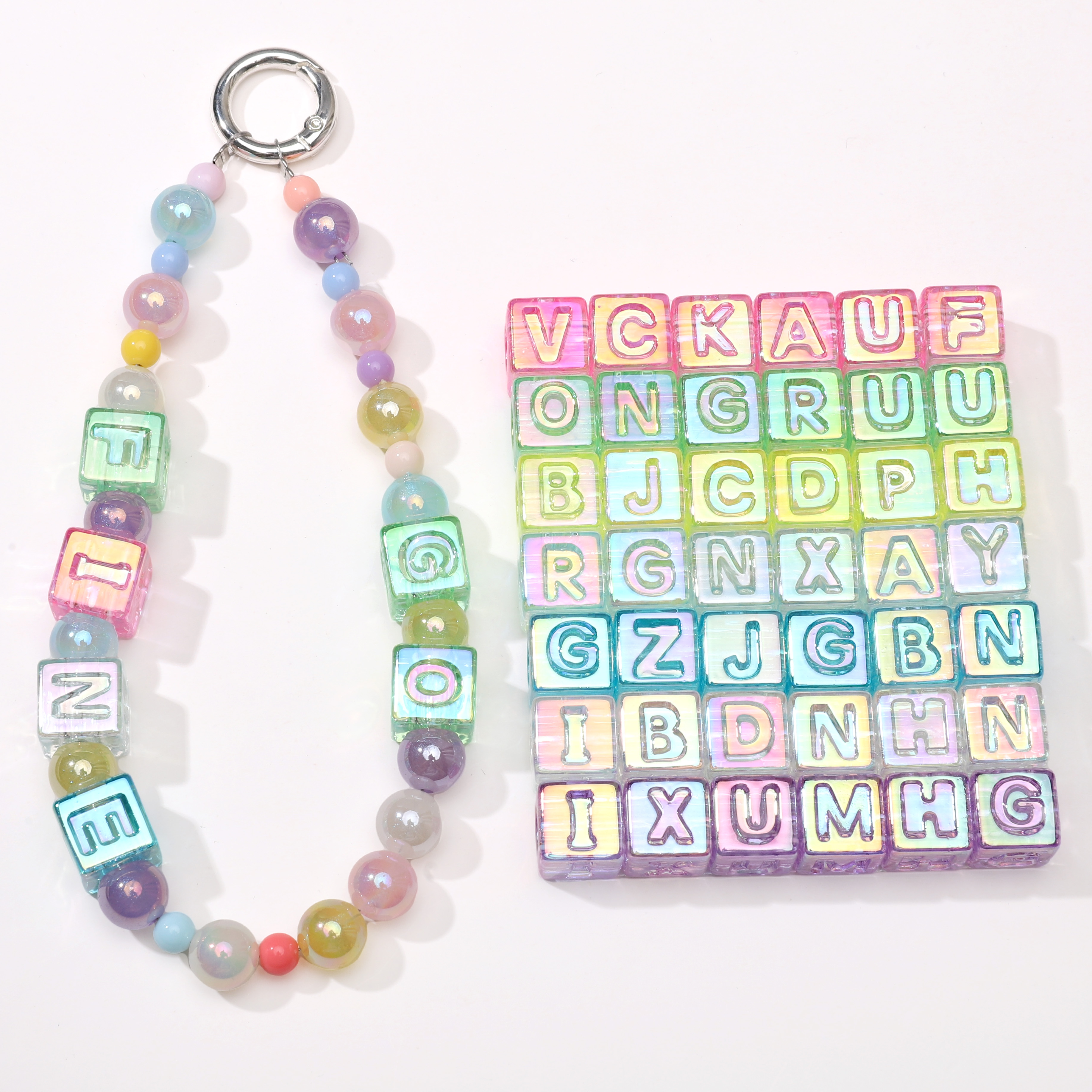Men Accessories Bracelet - 10Pcs beading Colorful Clear Letter Beads