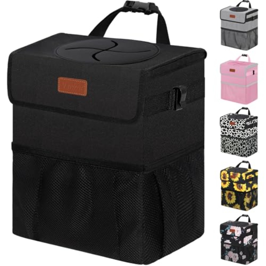 Men'S Accessories Types - Car Trash Can Bin with Lid
