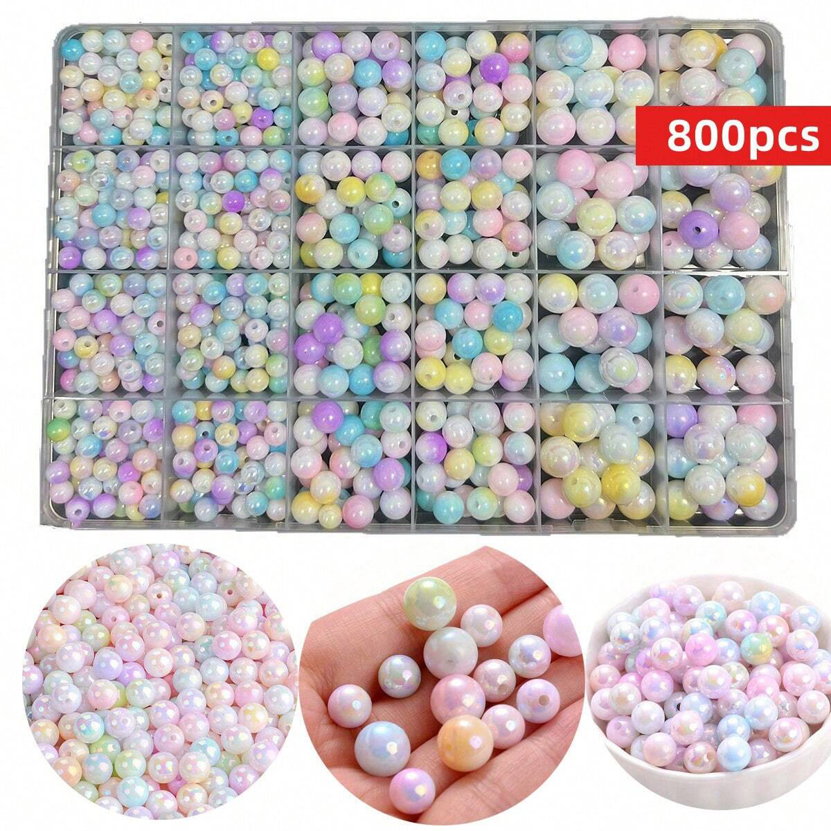 Men Accessories Bracelet - 800pcs/24 grid set box 6mm/8mm/10mm cute