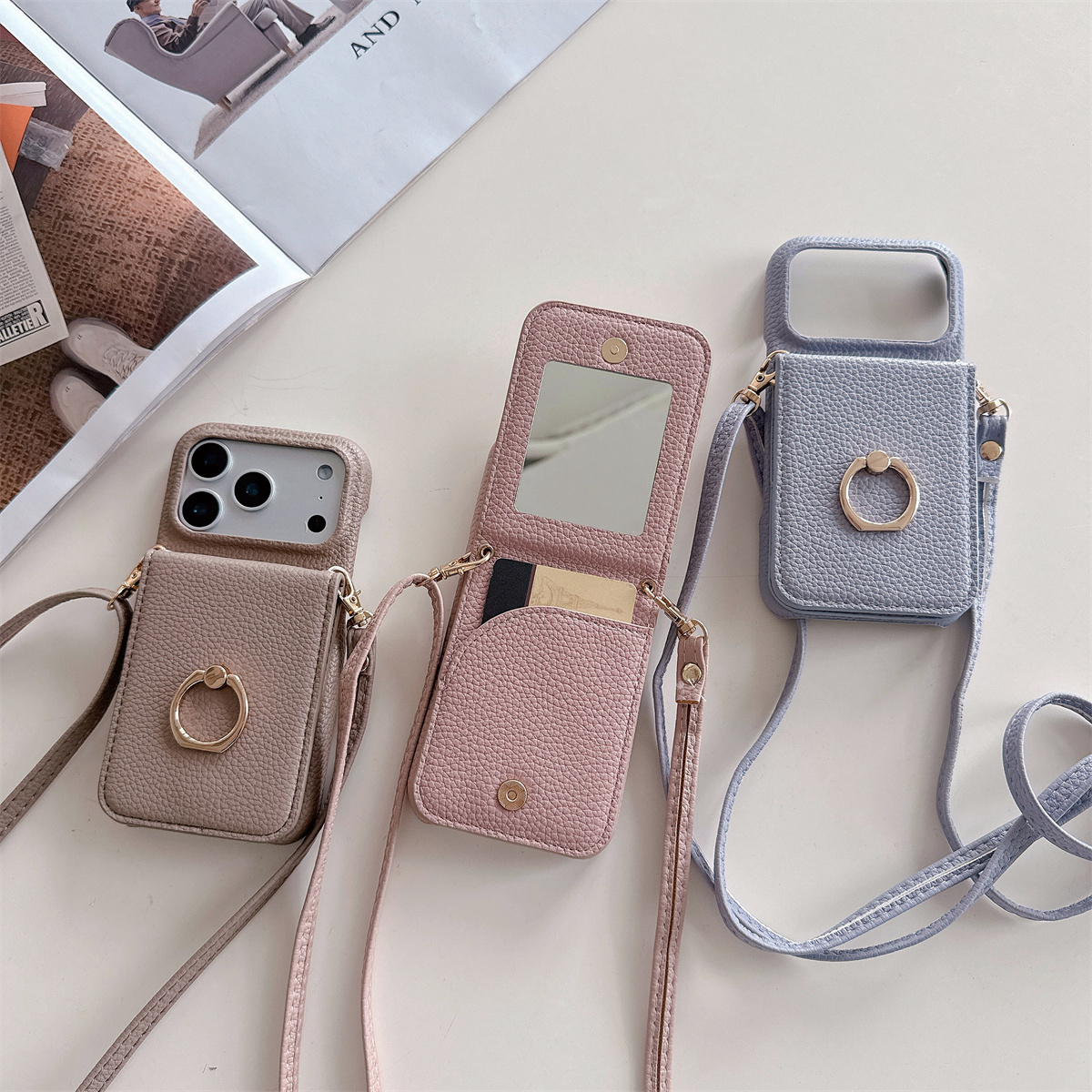 Phone Wallet Combo - Crossbody Lanyard with Ring Card Holder