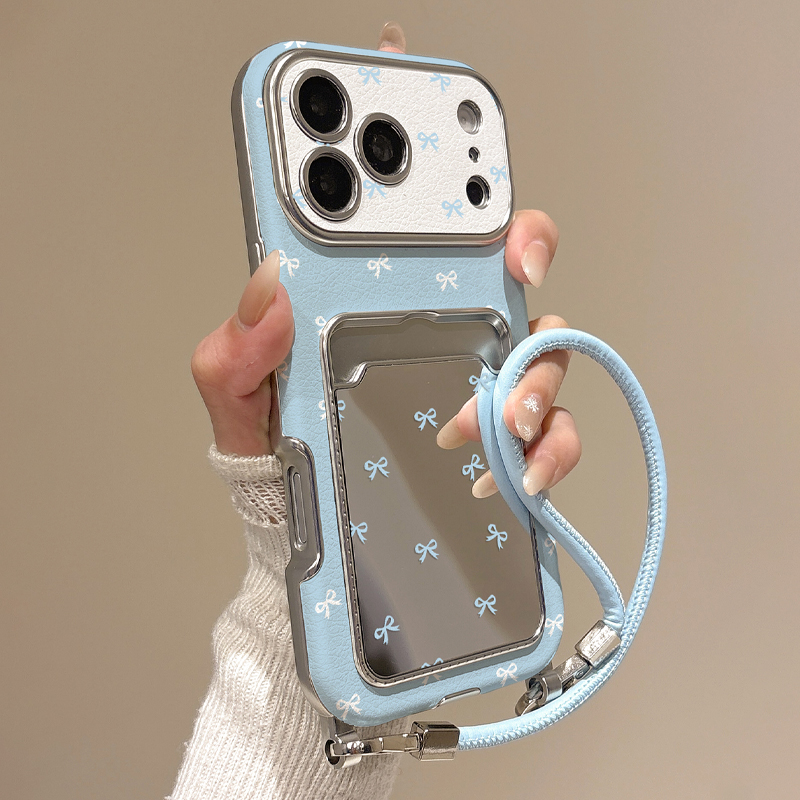 Phone Wallet Combo - Cute Bow Mirror Card Holder Phone