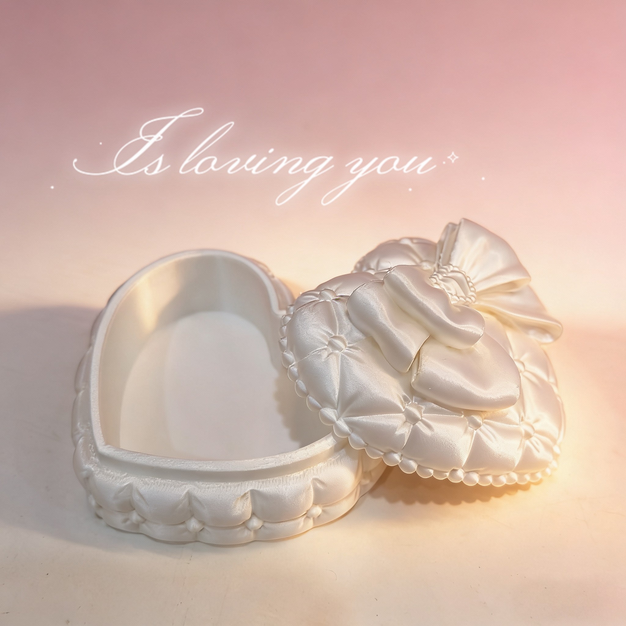 Men'S Accessories Drawer Organizer - Silk Heart-Shaped Jewelry Box with Bowknot