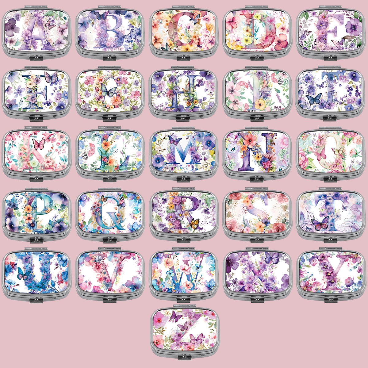 Men'S Accessories Drawer Organizer - English Letter Pill Boxes Flowers Sealed