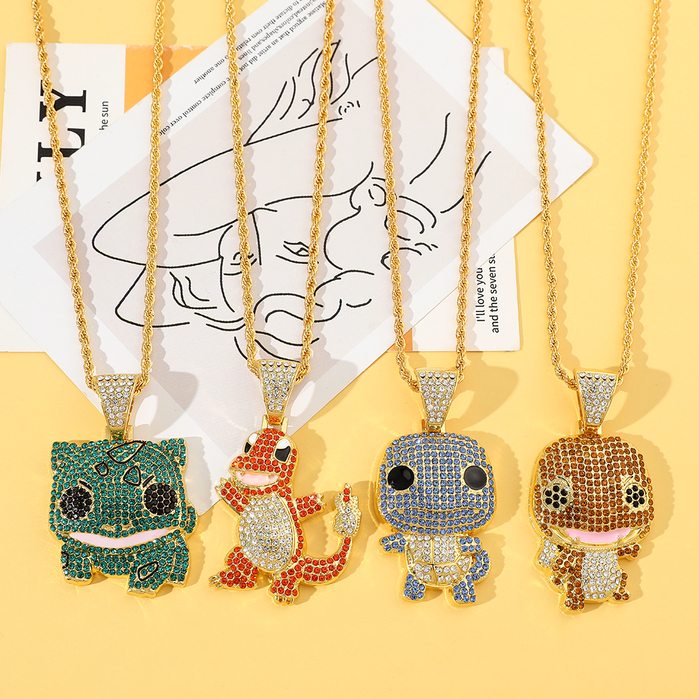 Men'S Accessories Jewelry - Diamond Studded Squirtle Necklace Fashion Trend