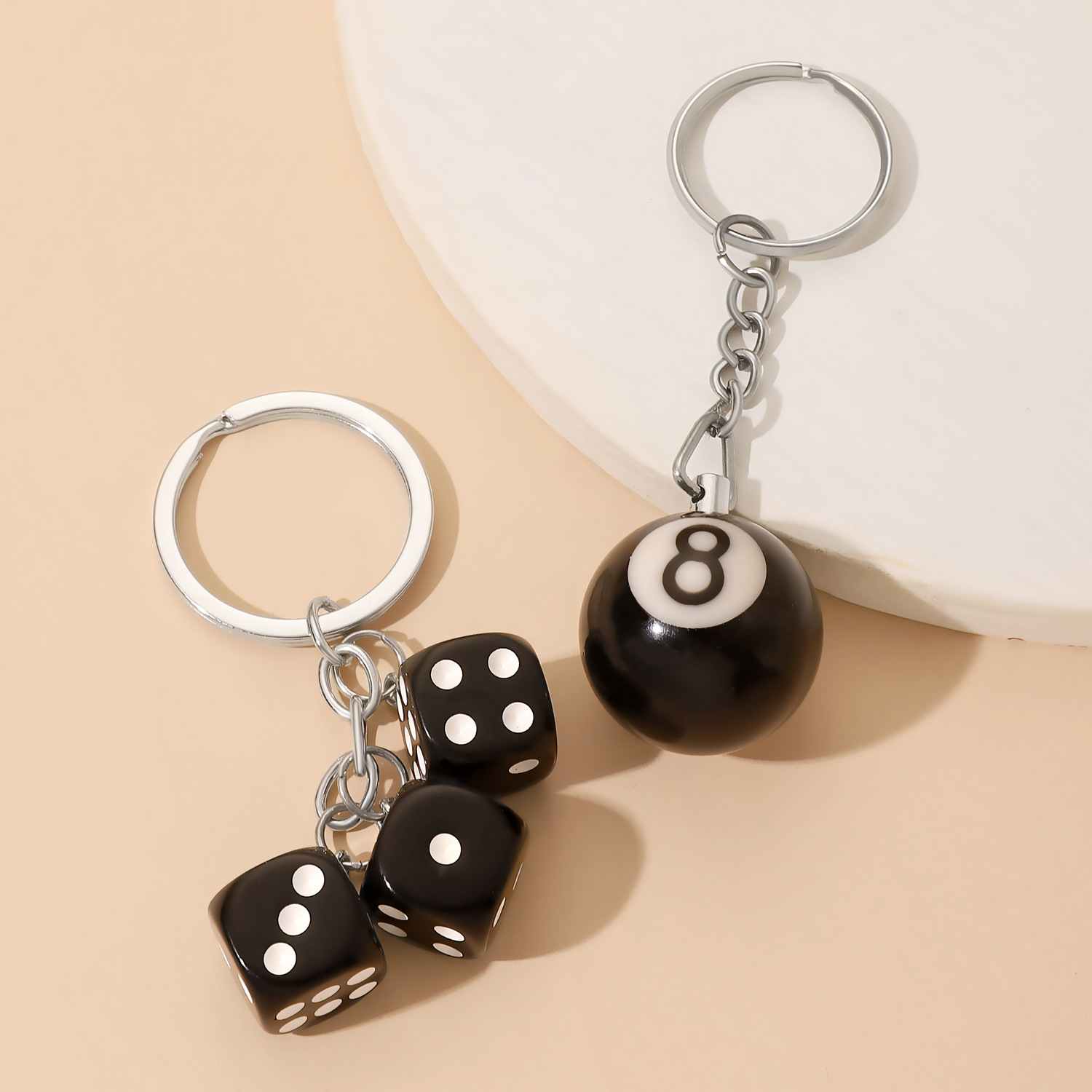 Men Accessories Ring - Mini Billiard Keychain Lucky Black Snooker