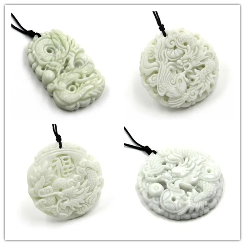 Natural White jade Dragon Phoe - Men Accessories Jewellery ulasan dan harga