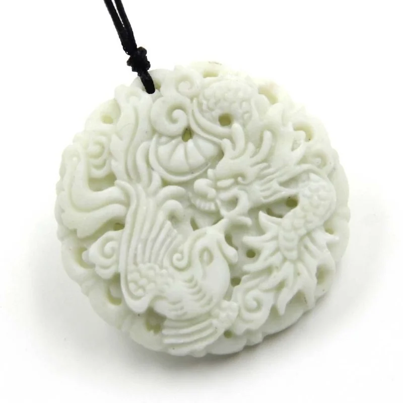Natural White jade Dragon Phoe - Men Accessories Jewellery ulasan dan harga
