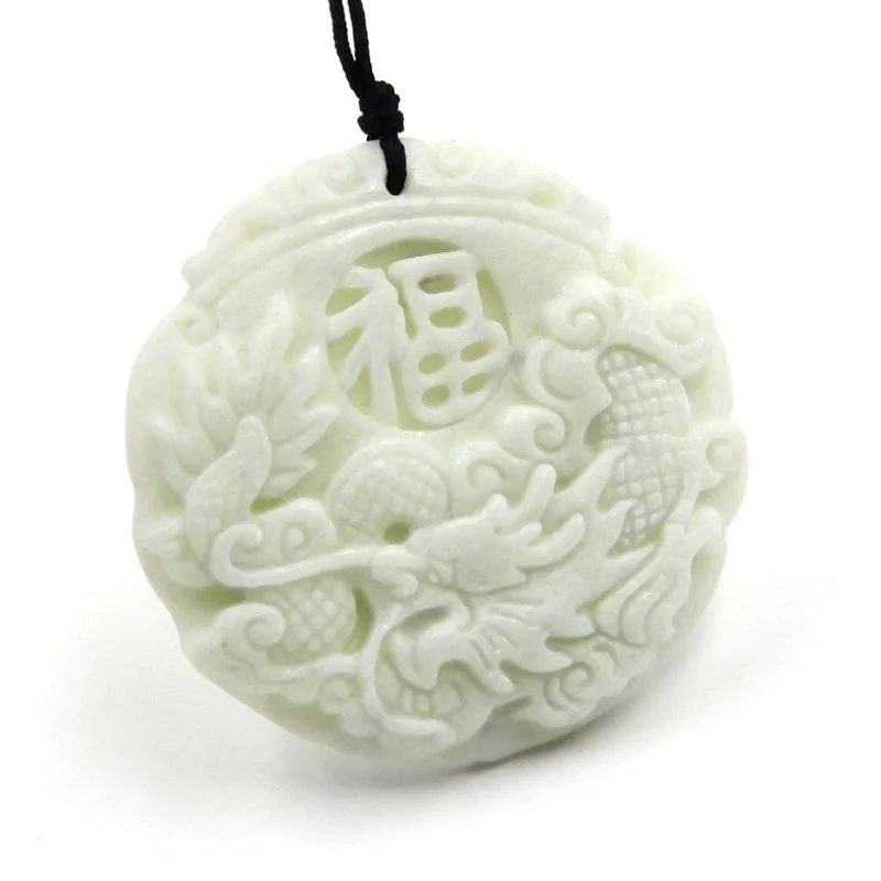 Natural White jade Dragon Phoe - Men Accessories Jewellery ulasan dan harga