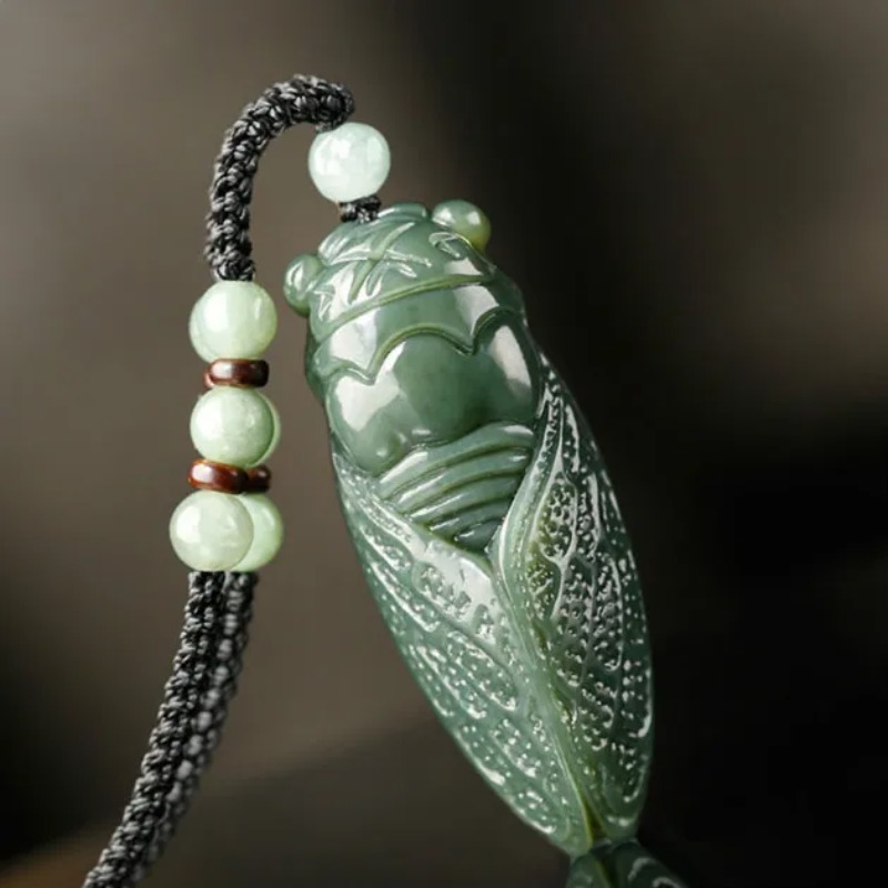 Natural Hetian Jade Cicada Pen - Men Accessories Jewellery ulasan dan harga
