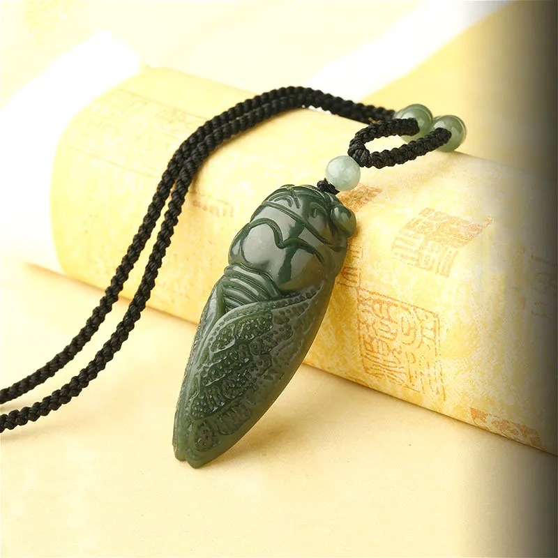 Natural Hetian Jade Cicada Pen - Men Accessories Jewellery ulasan dan harga