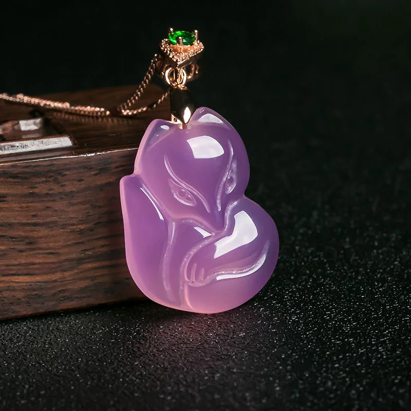 Natural Purple Agate Fox Penda - Men Accessories Jewellery ulasan dan harga