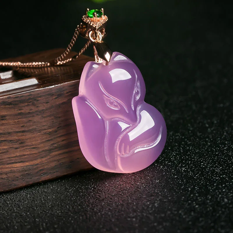 Natural Purple Agate Fox Penda - Men Accessories Jewellery ulasan dan harga