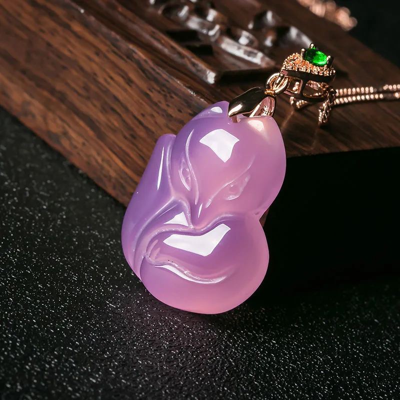Natural Purple Agate Fox Penda - Men Accessories Jewellery ulasan dan harga