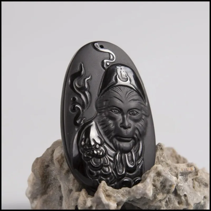 Natural Obsidian Sun WuKong Pe - Men Accessories Jewellery ulasan dan harga