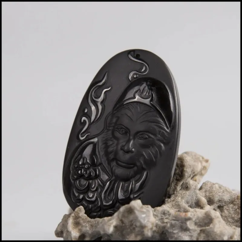 Natural Obsidian Sun WuKong Pe - Men Accessories Jewellery ulasan dan harga