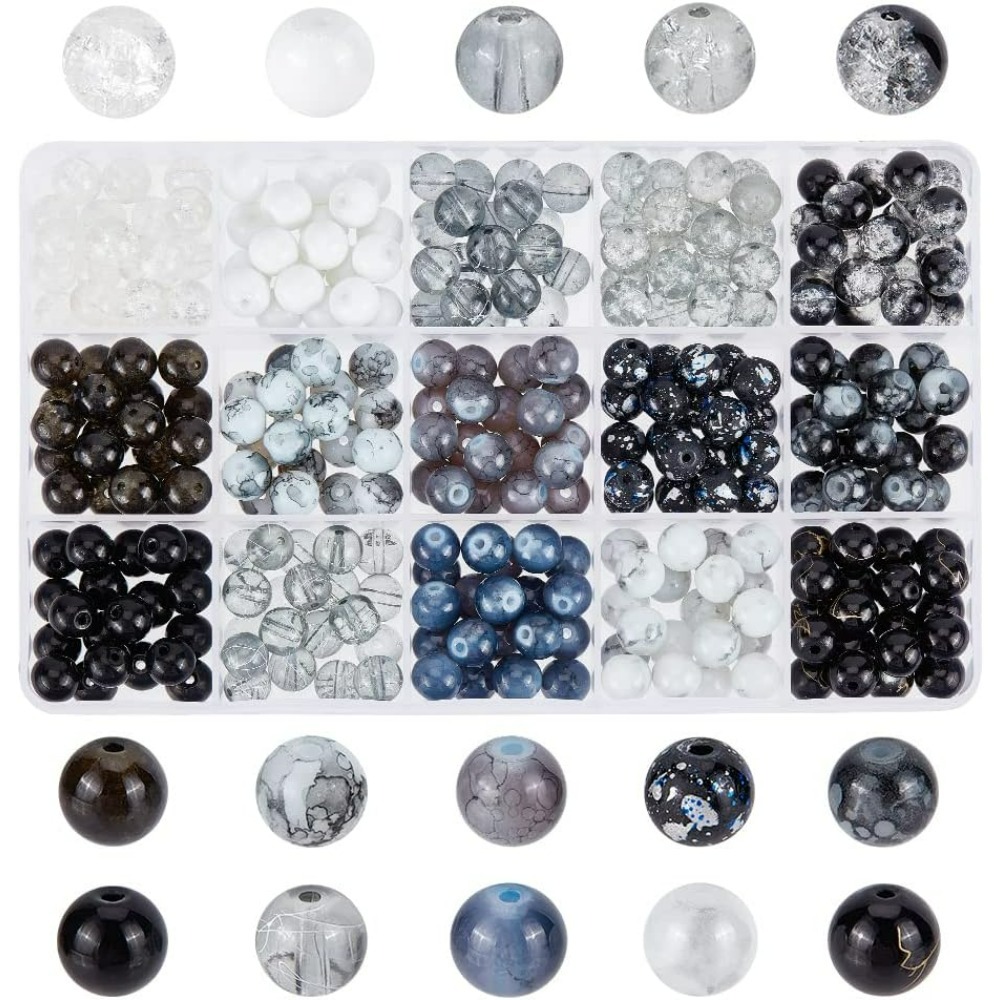 300pcs 8mm Black Glass Beads 1 - Men Accessories Bracelet ulasan dan harga