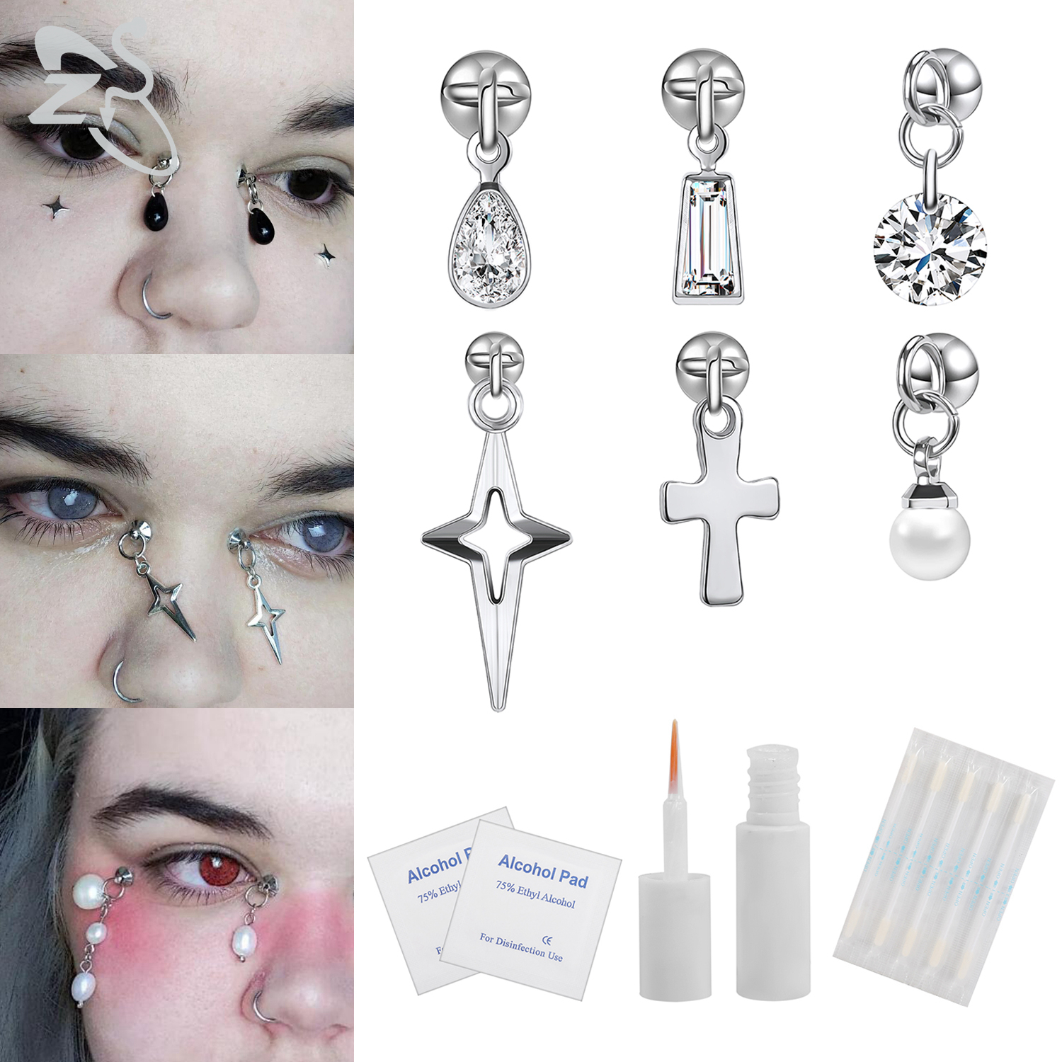 ZS 1 Set Fake Eyebrow Ring Men - Men Accessories Ring ulasan dan harga