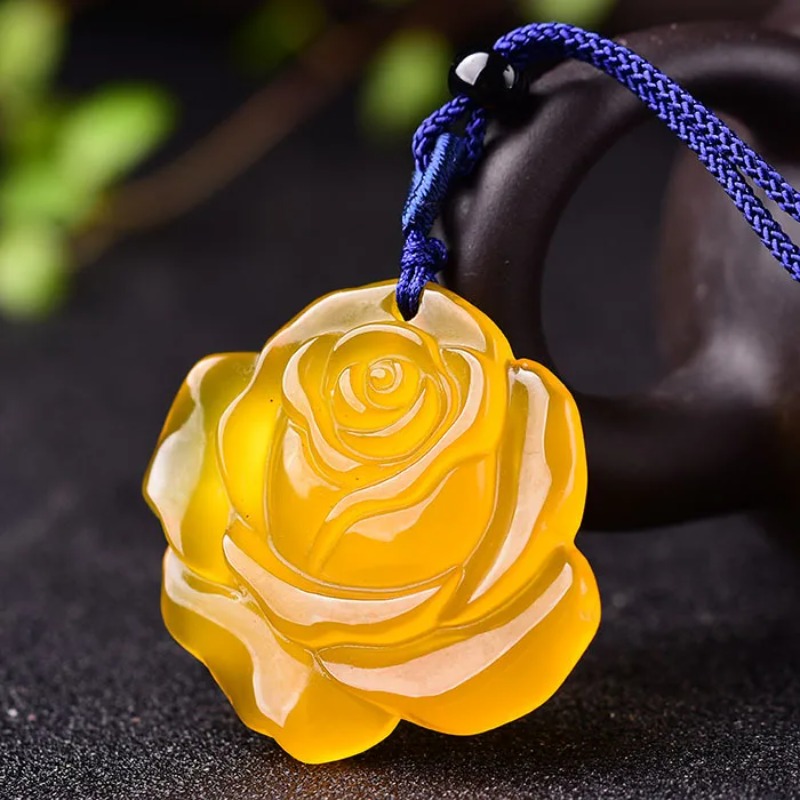 Natural Agate yellow Rose Pend - Men Accessories Jewellery ulasan dan harga