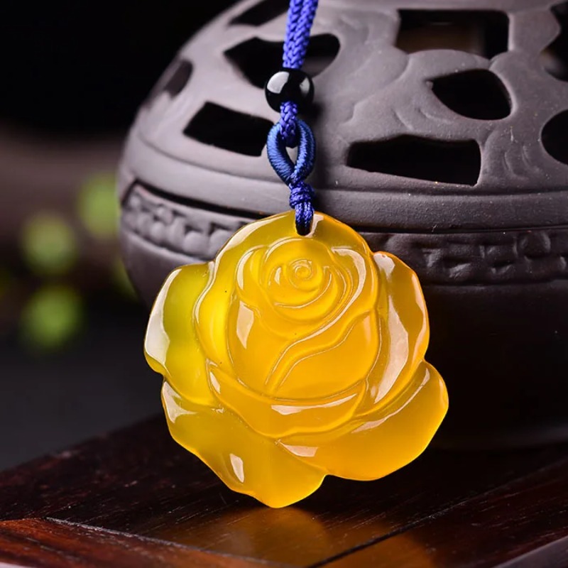 Natural Agate yellow Rose Pend - Men Accessories Jewellery ulasan dan harga