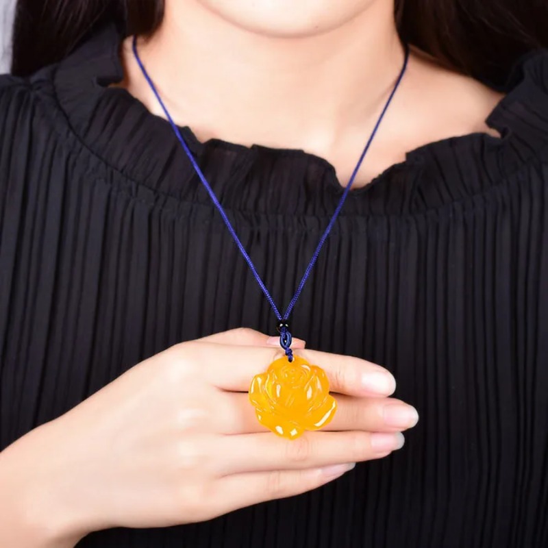 Natural Agate yellow Rose Pend - Men Accessories Jewellery ulasan dan harga
