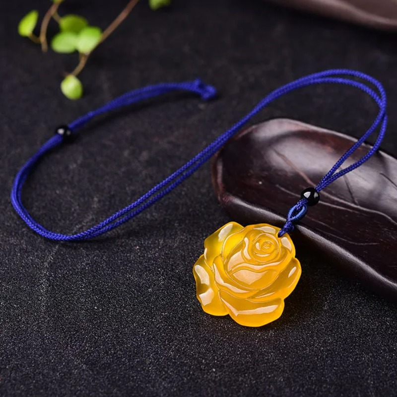 Natural Agate yellow Rose Pend - Men Accessories Jewellery ulasan dan harga